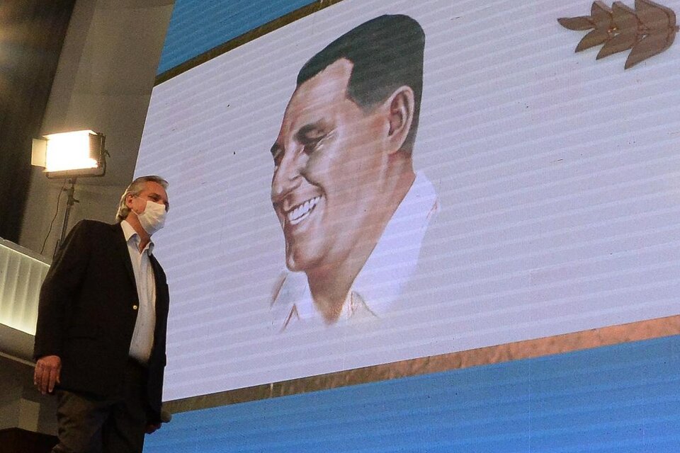 El presidente Alberto Fernández fue el único orador del acto en la sede de la CGT.