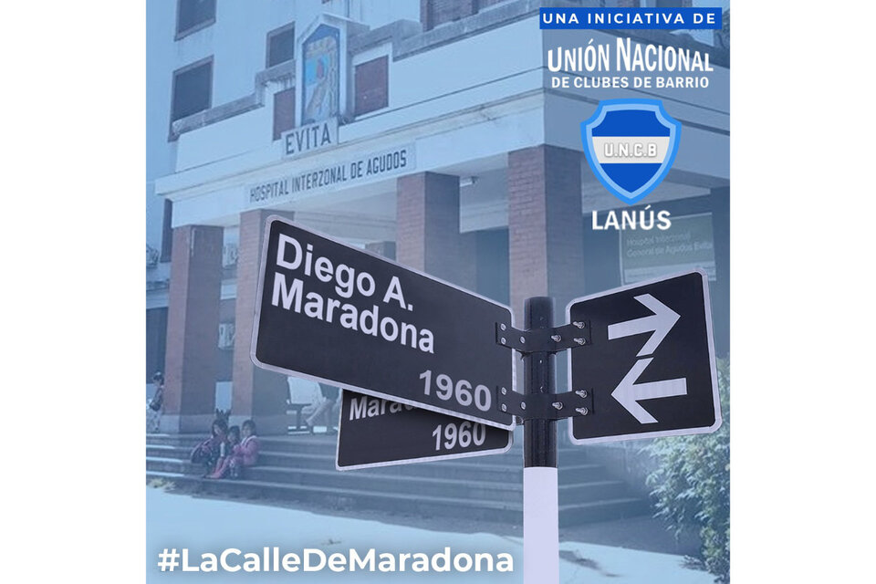 El afiche que promueve la creación de la calle de Maradona.