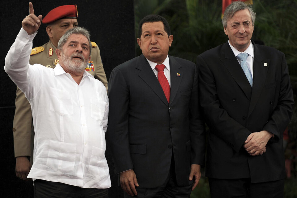 Lula, Néstor Kirchner y Hugo Chávez.