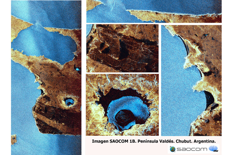 Los acantilados de Península Valdés fotografiados por el Saocom 1B.