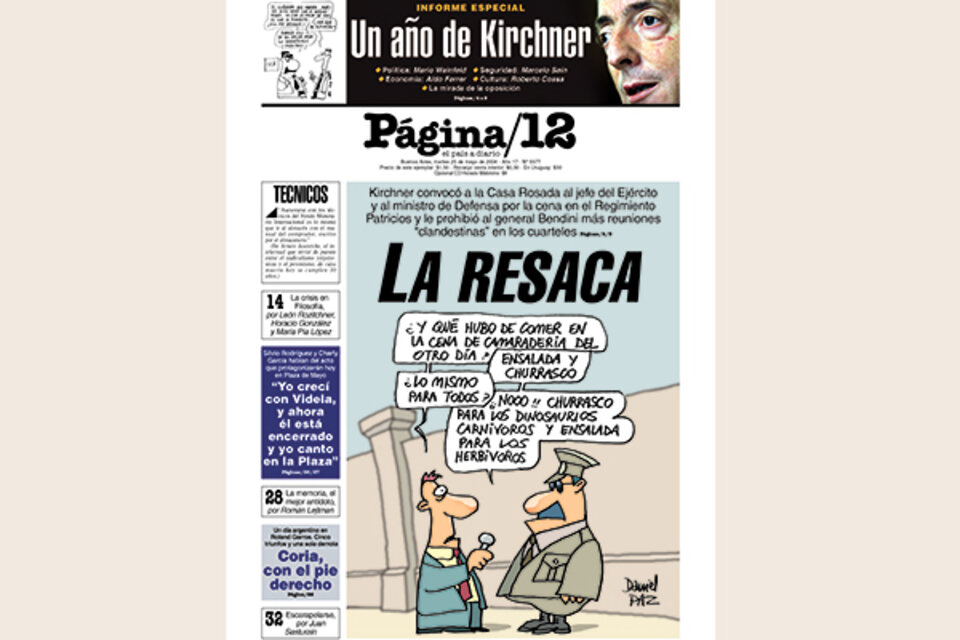 La tapa de PáginaI12 del 25 de mayo de 2004.