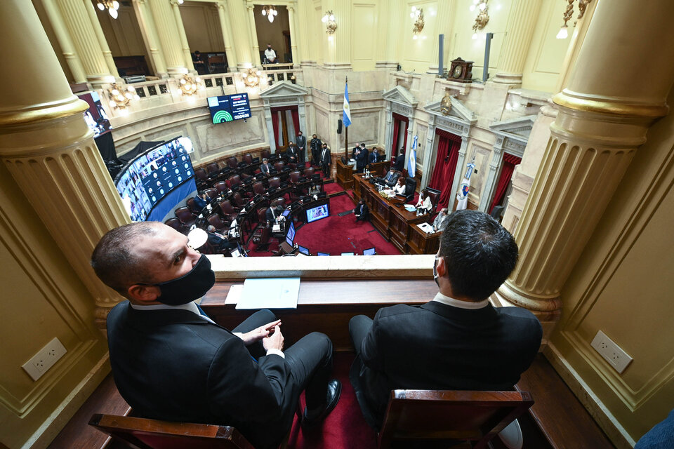 El ministro Martín Guzmán estuvo en el Senado mientras se votaba el proyecto de Presupuesto.  (Fuente: NA)