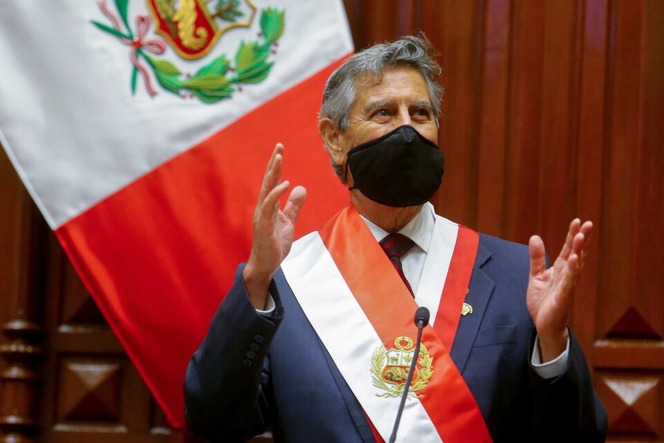 Francisco Sagasti, de 76 años, asumió como presidente de Perú. (Fuente: AFP)