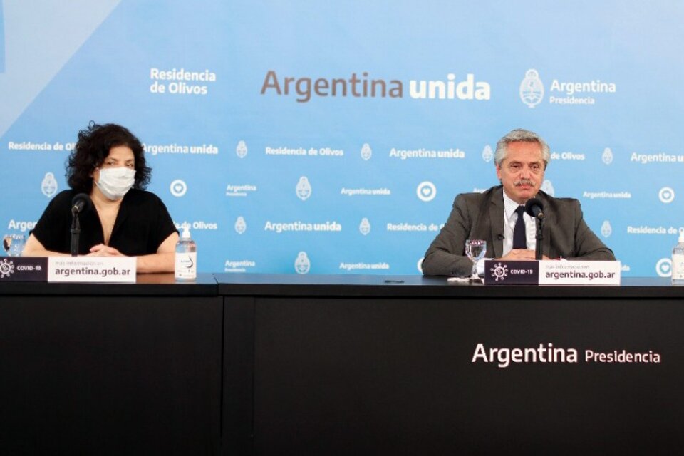 La secretaria de Acceso a la Salud, Carla Vizzotti y el presidente Alberto Fernández.