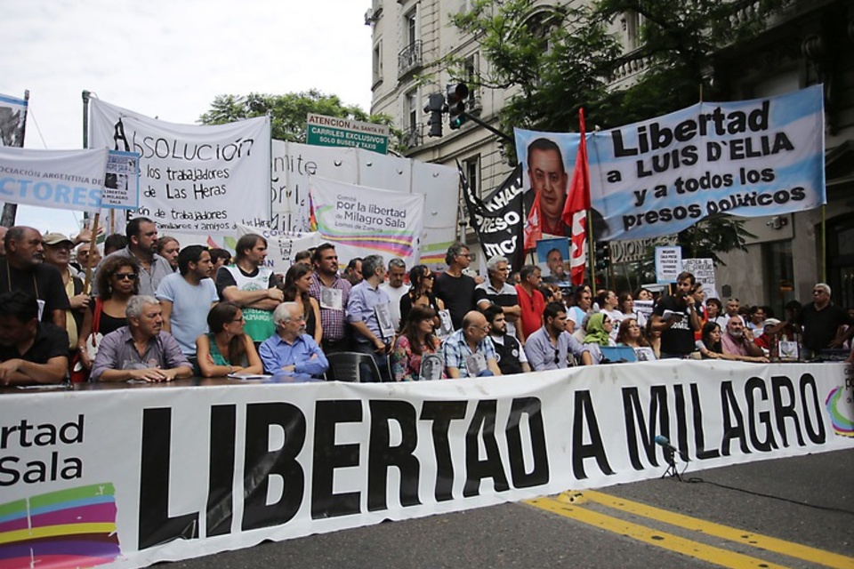 La movilización del segundo aniversario de la detención de la dirigente.