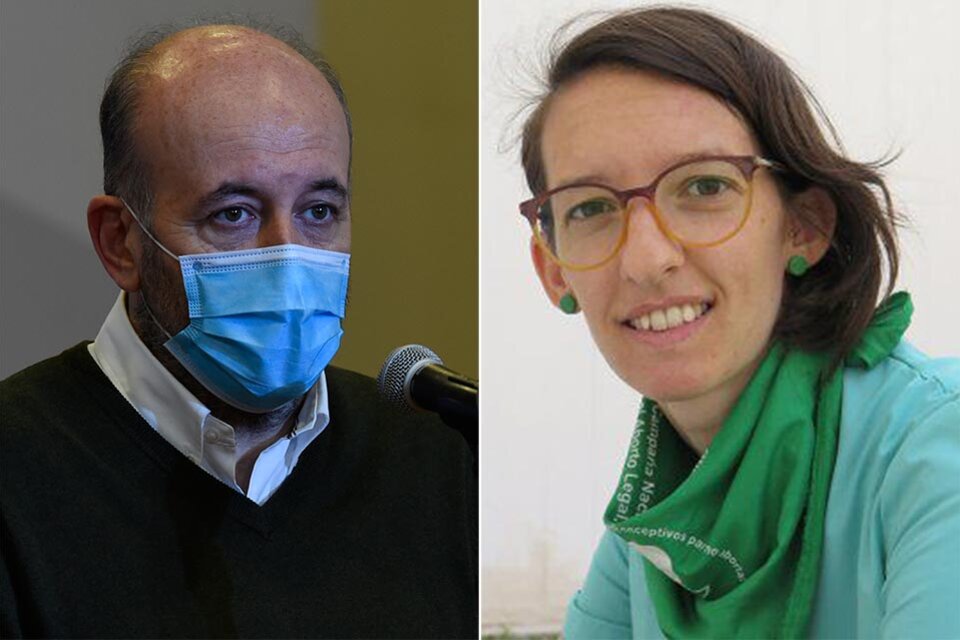 El secretario de Salud Leonardo Caruana y Paula Botta, de la Red de Profesionales.  