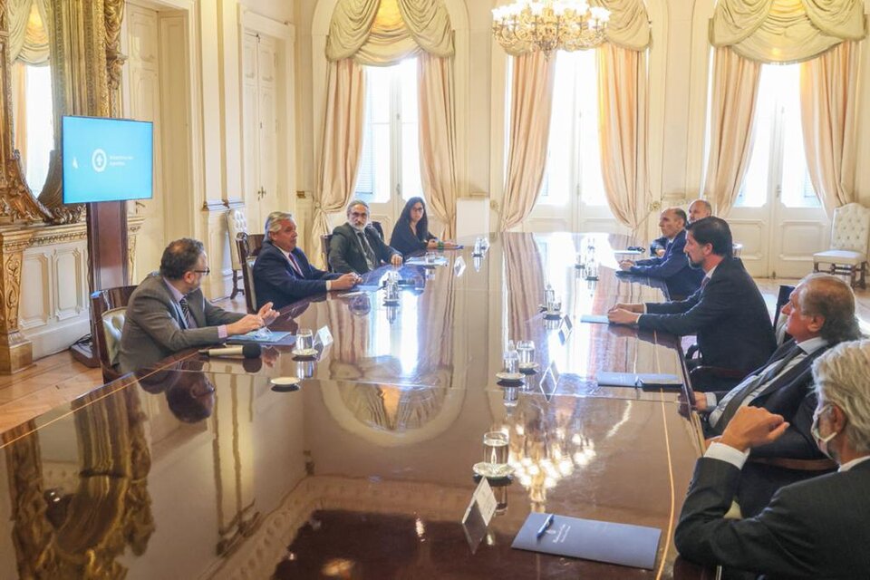 Antes de la anuncio, el sector y los ministros charlaron con Alberto Fernández (Fuente: Presidencia)