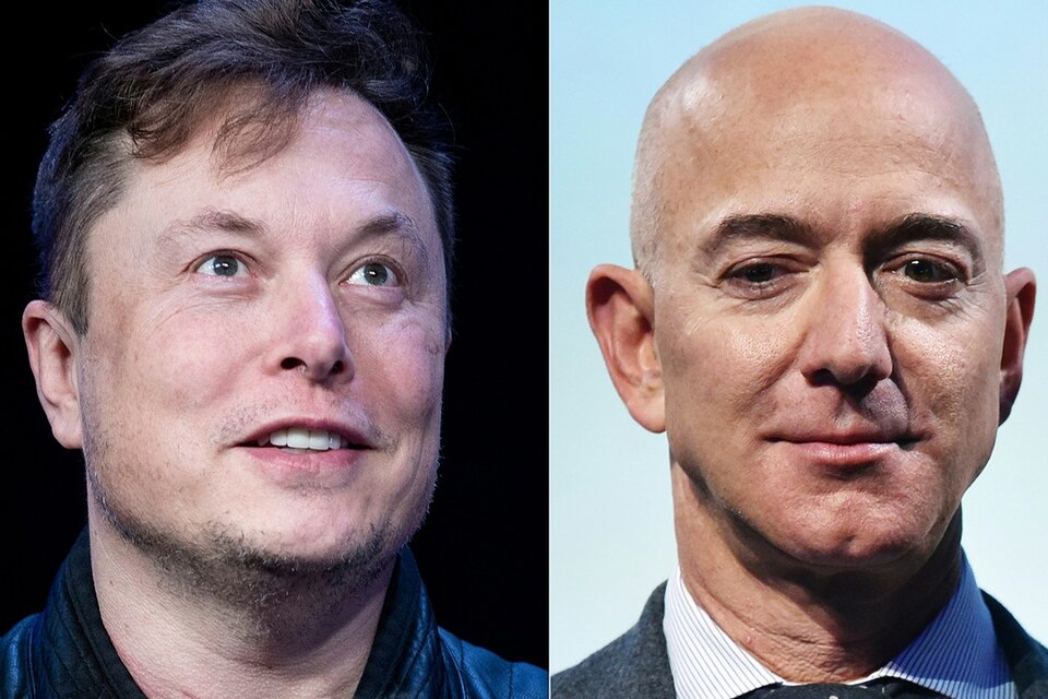 Elon Musk y Jeff Bezos, los dos hombres más ricos del mundo.  (Fuente: AFP)