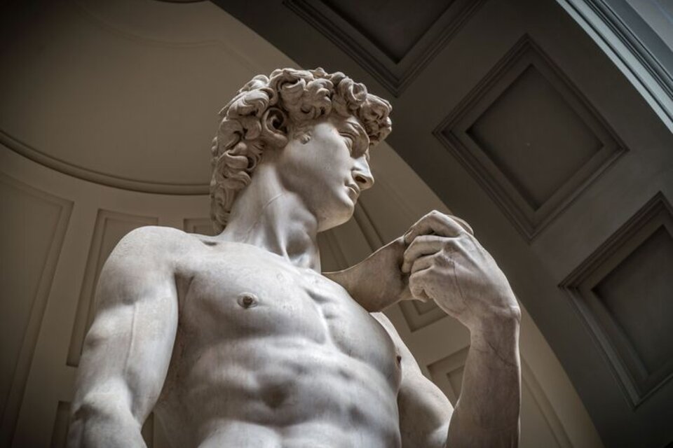 Detalle de la estatua expuesta en Florencia, en el que se aprecia la vena hinchada. 