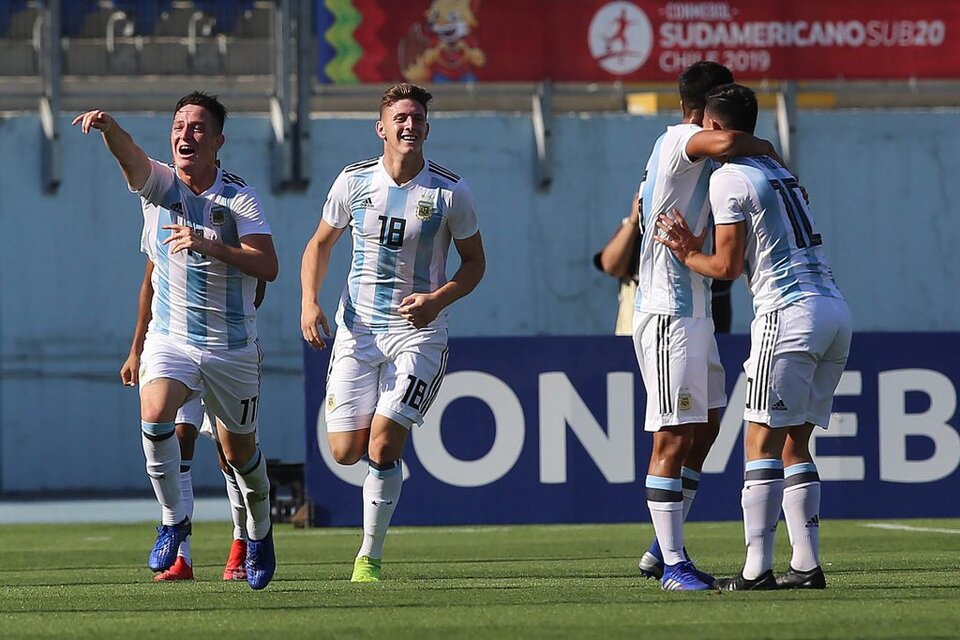 El seleccionado argentino Sub 20 durante el Sudamericano de Chile. (Fuente: AFP)