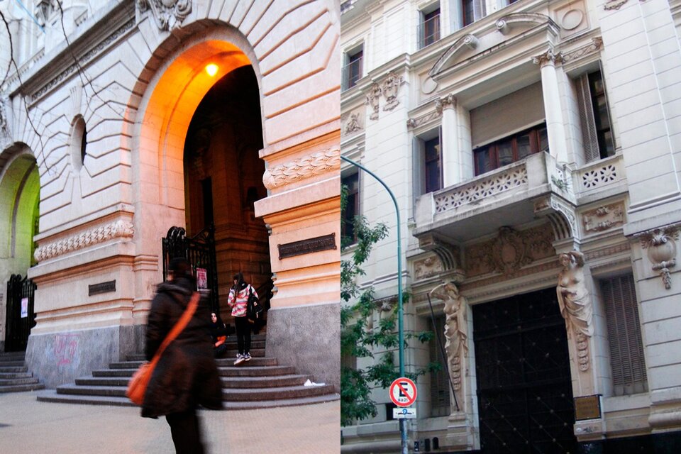 Las fachadas del Colegio Nacional del Buenos Aires y del Carlos Pellegrini. 