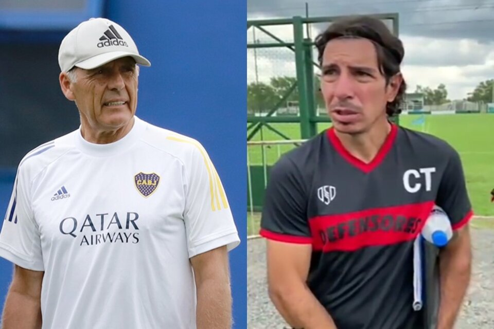 Miguel Russo, DT de Boca, y Gastón Esmerado, DT de Defensores.