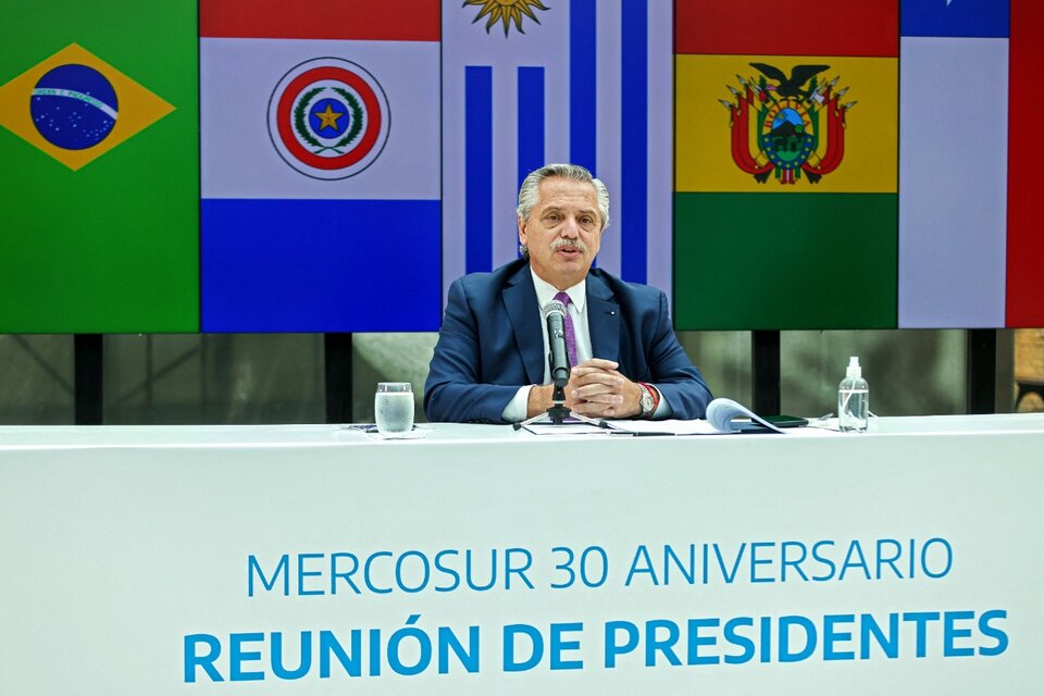 Alberto Fernández, en la Cumbre del Mercosur. (Fuente: AFP)
