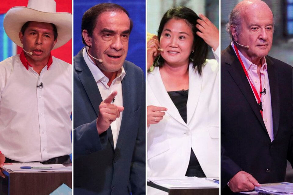 Candidatos Pedro Castillo, Yonhy Lescano, Keiko Fujimori y Hernando de Soto.
