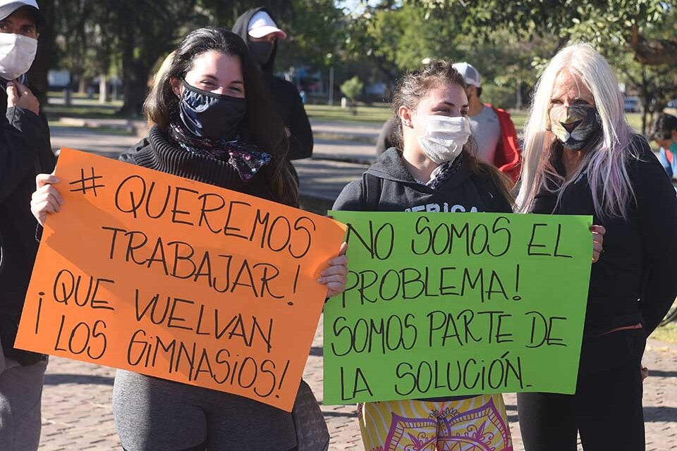 La protesta de los gimnasios tras la primera ola para que les permitan abrir. (Fuente: Sebastián Granata)