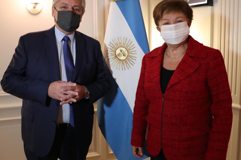 Alberto Fernández y la titular del FMI, Kristalina Georgieva.