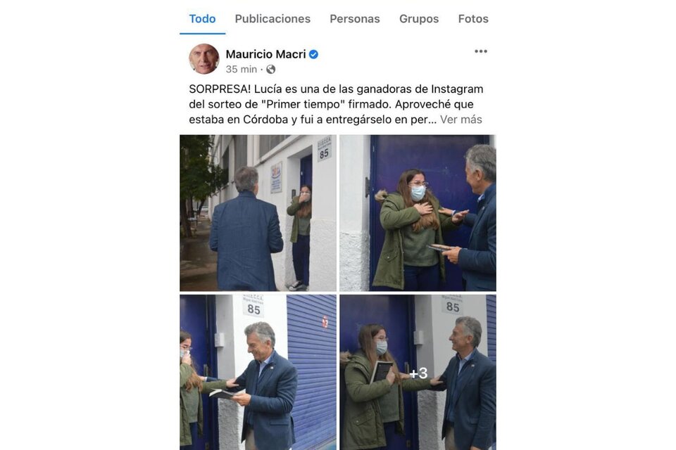 Macri se paseó por Córdoba sin barbijo