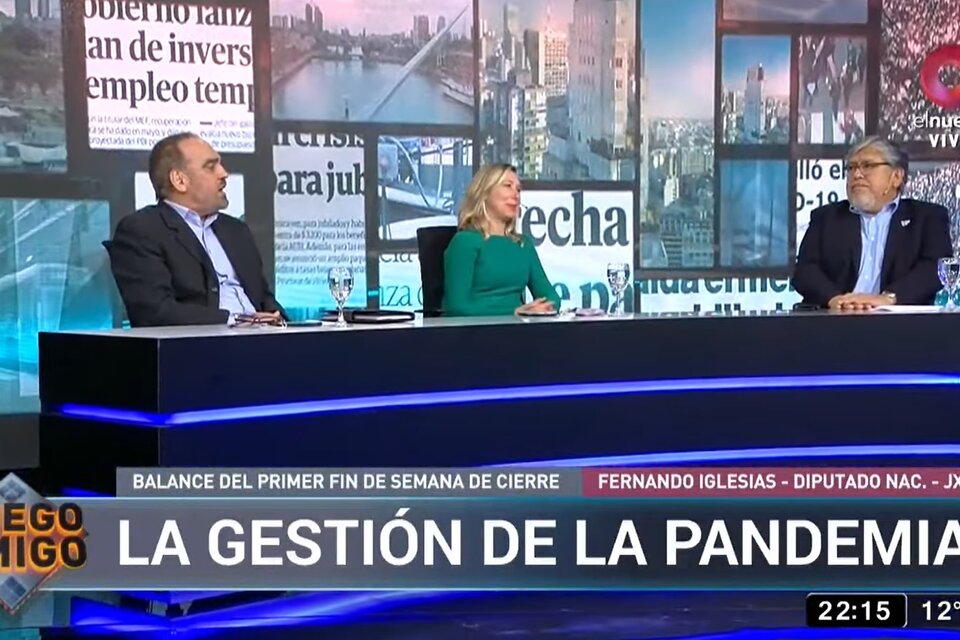 Fuerte debate entre Myriam Bregman, Fernando Iglesias y Fernando "Chino" Navarro sobre la gestión de la pandemia. (Fuente: Imagen: Canal 9)