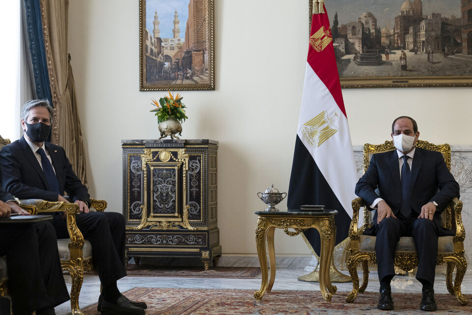 Antony Blinken se reunió con el presidente de Egipto para reforzar el alto el fuego en Gaza (Fuente: AFP)