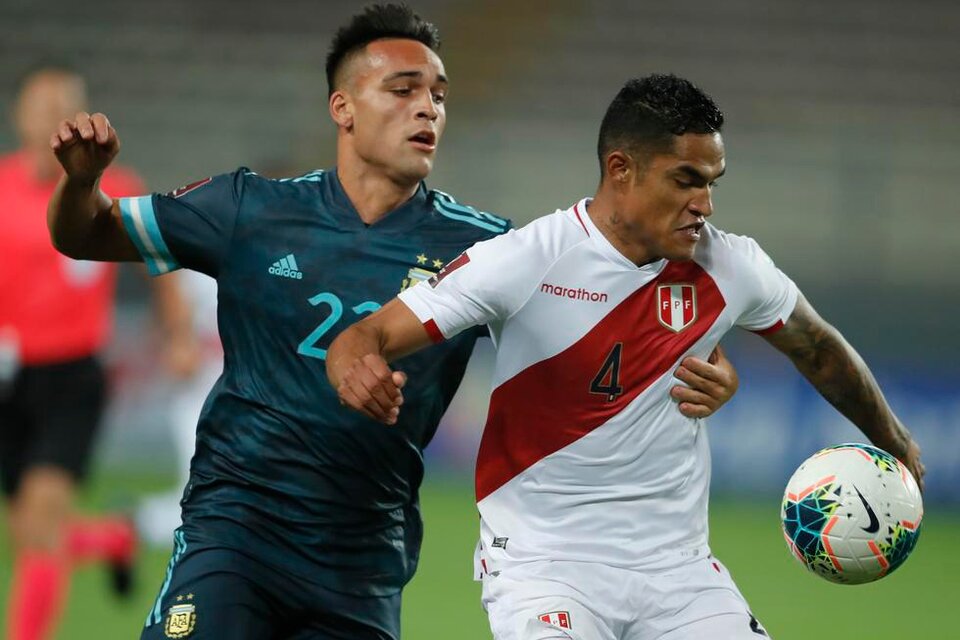 Lautaro Martínez anotó el último gol de Argentina en las eliminatorias, ante Perú (Fuente: AFP)