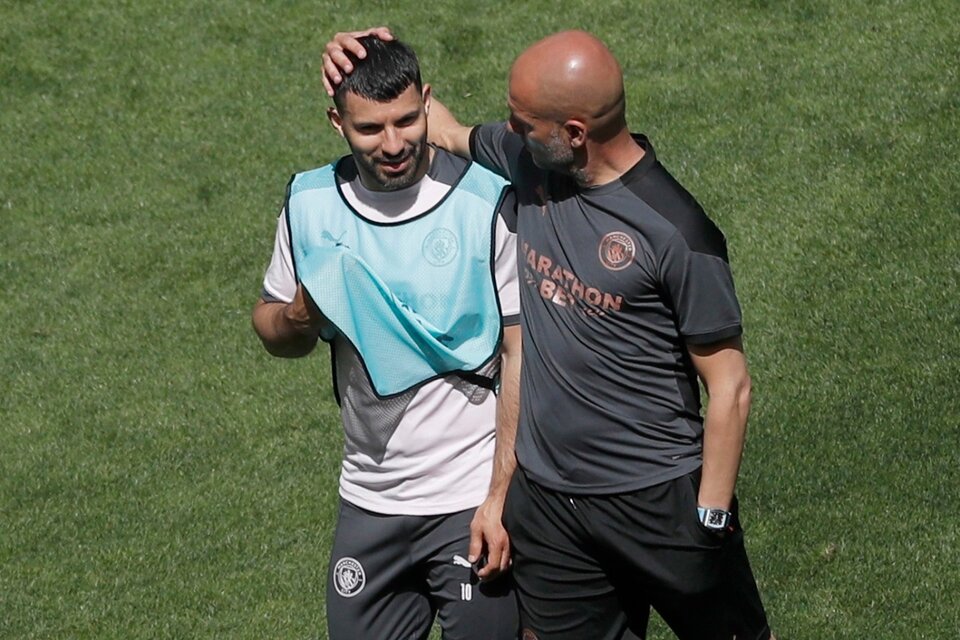 Agüero y Guardiola cuando trabajaban juntos (Fuente: EFE)