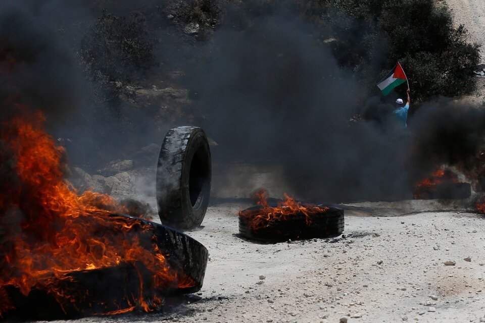 Protesta palestina cerca de Nablus.  (Fuente: EFE)