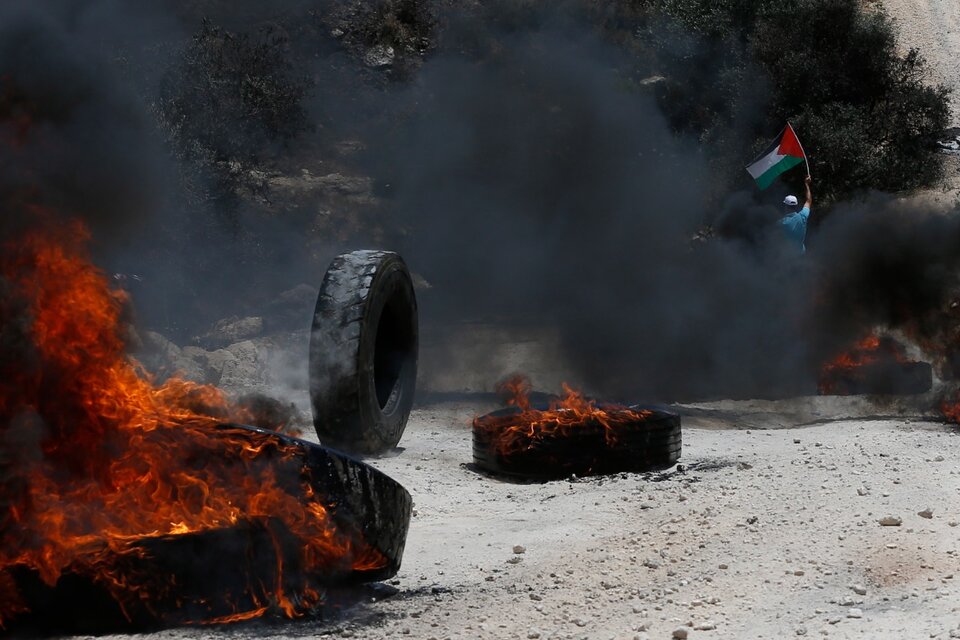 Protesta palestina cerca de Nablus. (Fuente: EFE)