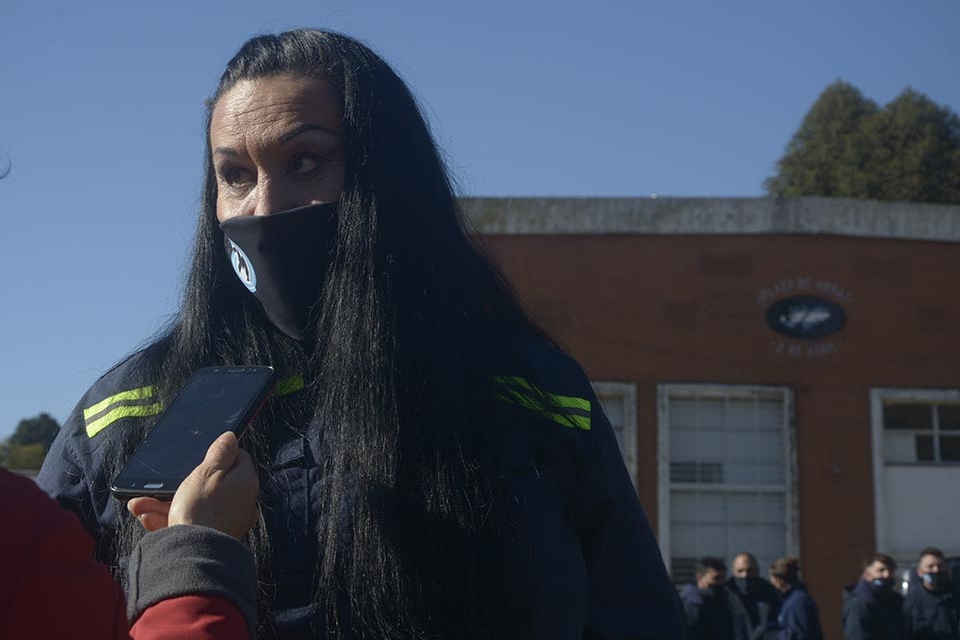 Karen Onzari; Giuliana Lescano; Celina García; y la secretaria de Género de FM Gina Chiavarino. (Fuente: Sebastián Vargas)