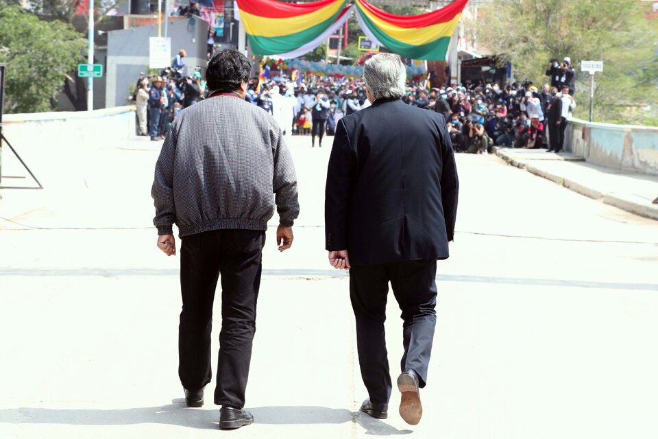 Evo Morales regresó a su país acompañado por Alberto Fernández.  (Fuente: Télam)