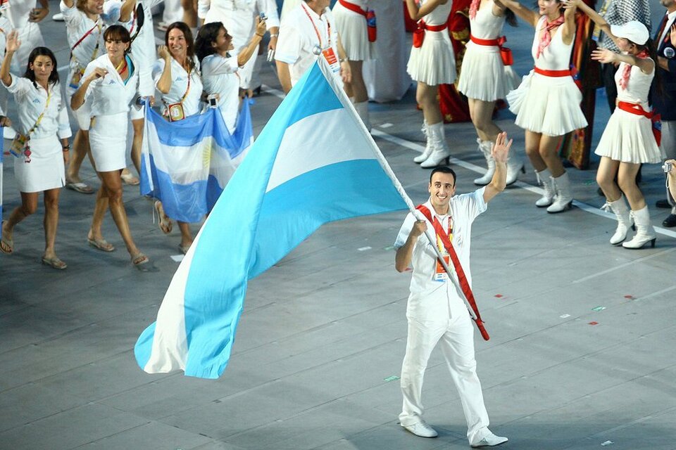 Manu Ginóbili fue abanderado en los JJOO de Beijing 2008. (Fuente: AFP)