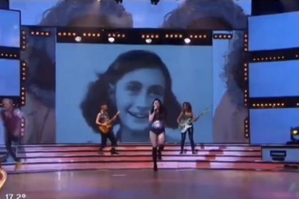 El momento en que apareció la imagen de la joven holandesa en el programa de Tinelli (Fuente: Captura de pantalla)