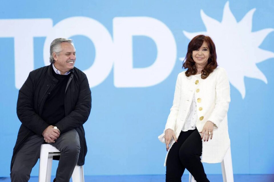 Alberto Fernández y Cristina Kirchner, el sábado, durante el acto en Escobar