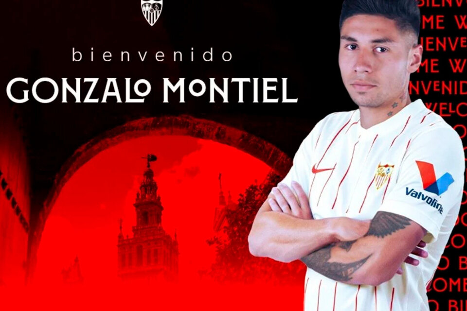 Sevilla presentó a Montiel como nuevo refuerzo (Fuente: Prensa Sevilla)