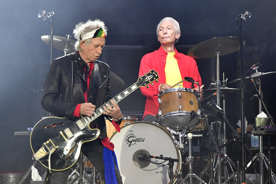Watts y Richards, durante una de las giras de los Rolling Stones.  (Fuente: AFP)