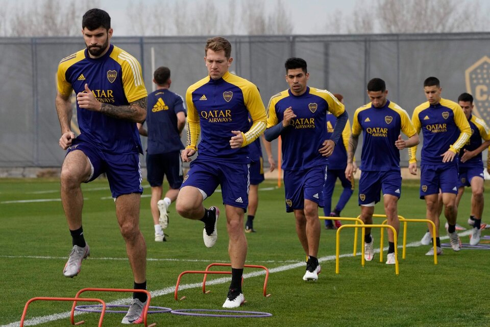 Los jugadores durante el entrenamiento  (Fuente: Prensa Boca)