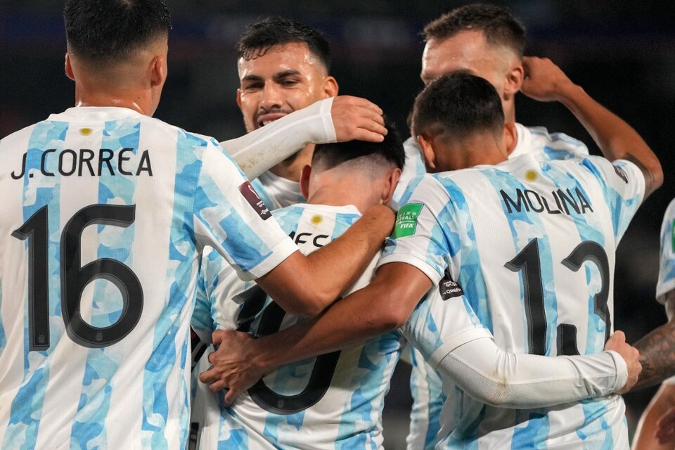 El festejo de los jugadores argentinos