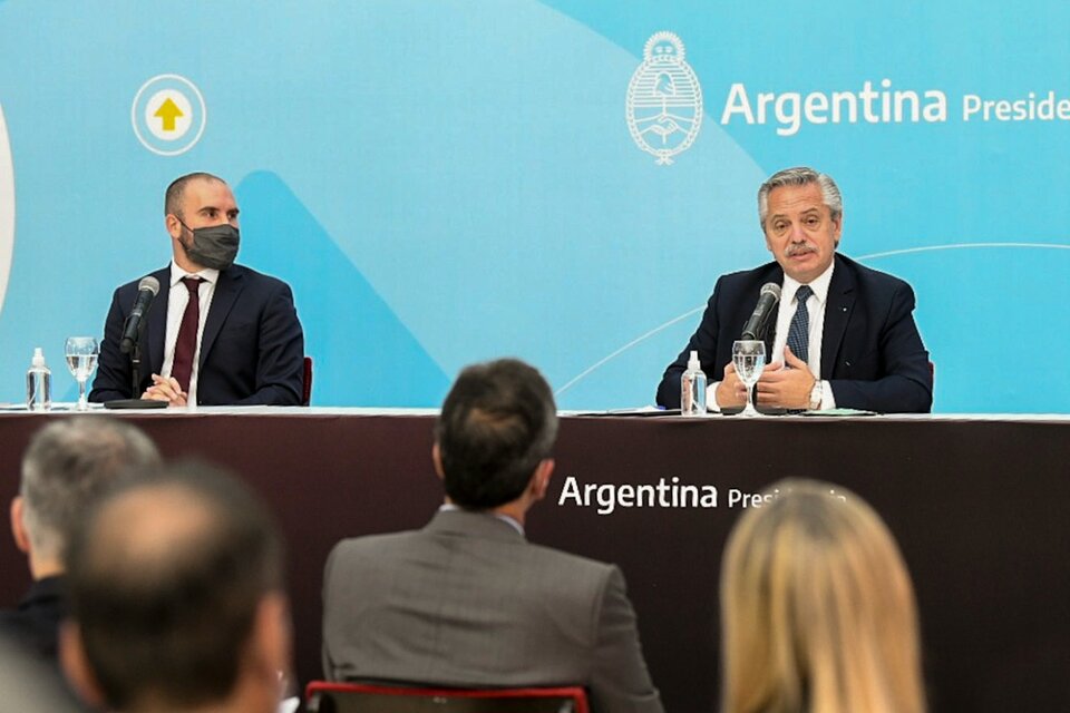 Ministro de Economía Martín Guzmán y presidente Alberto Fernández. (Fuente: NA)