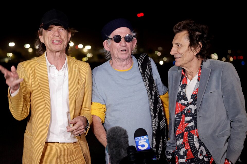 Jagger, Richard y Woods, los tres Stones sobrevivientes.  (Fuente: AFP)
