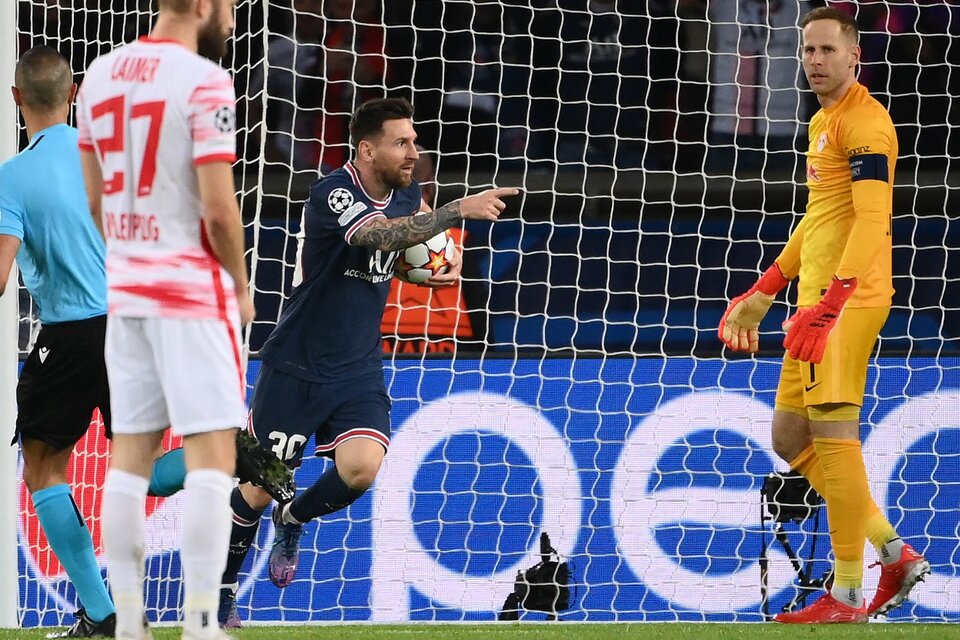 Champions League: doblete de Messi en el PSG, que superó al Leipzig (Fuente: AFP)