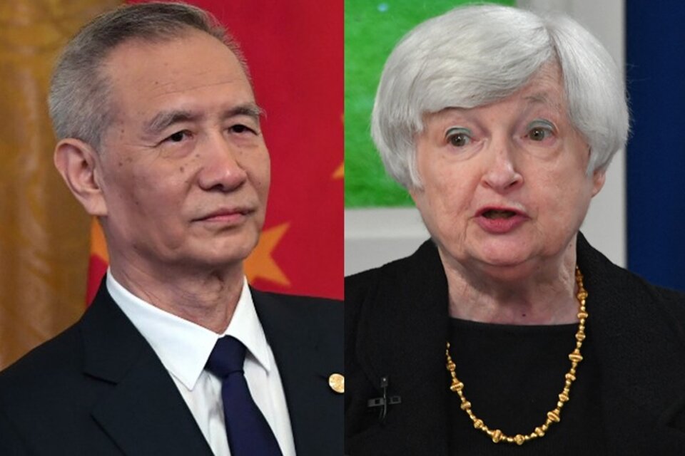 Liu He y Janet Yellen, en diálogo comercial y político. (Fuente: AFP)