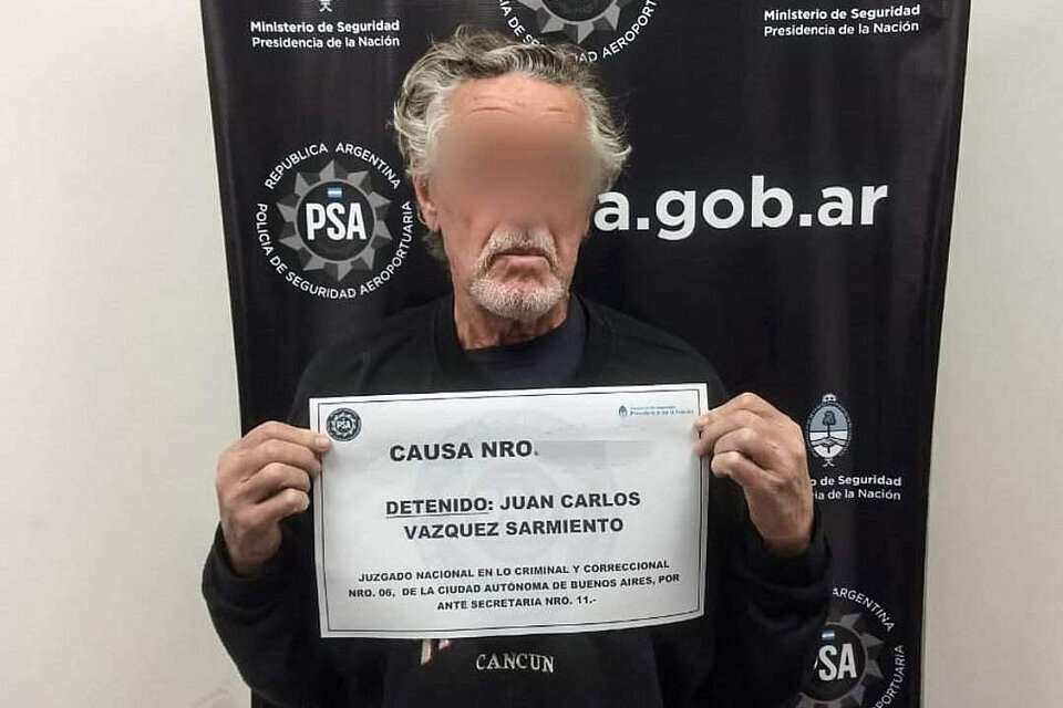 El represor y apropiador Juan Carlos Vázquez Sarmiento fue detenido después de buscar la justicia 19 años. (Fuente: seguridad PSA)