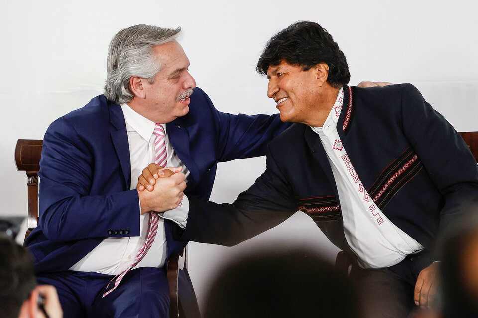 Alberto Fernández y Evo Morales, reunidos en la Embajada de México.  (Fuente: EFE)
