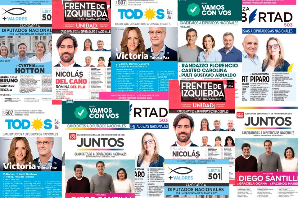 En las elecciones 2021 en la provincia de Buenos Aires se presentan 6 listas de candidatos a diputados.