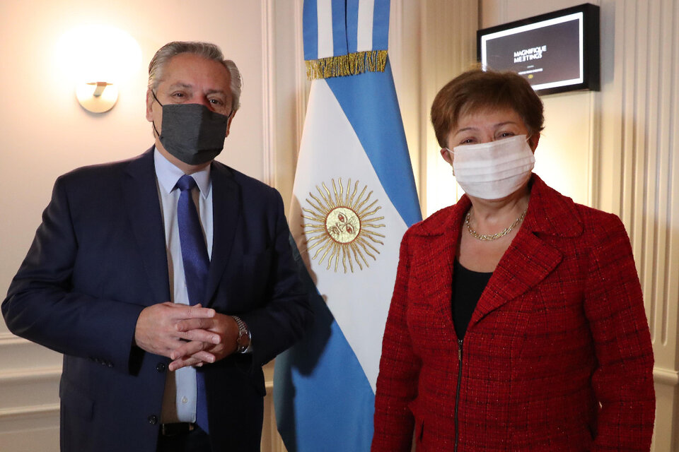 El Presidente Fernández y Georgieva, titular del Fondo Monetario.  (Fuente: AFP)