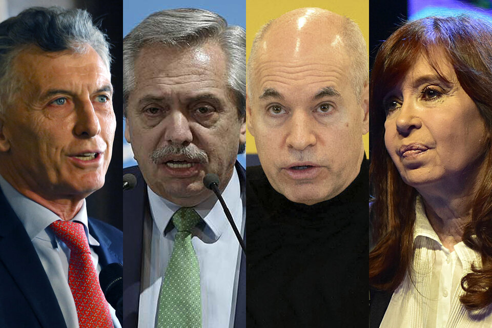 Mauricio Macri, Alberto Fernández, Horacio Rodríguez Larreta, Cristina Kirchner. (Fuente: NA)