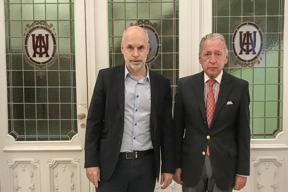 Jefe de Gobierno Horacio Rodríguez Larreta y presidente de la UIA Daniel Funes de Rioja.