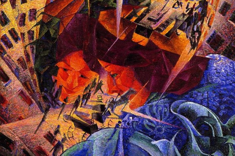 Visiones simultáneas, del pintor futurista Umberto Boccioni.