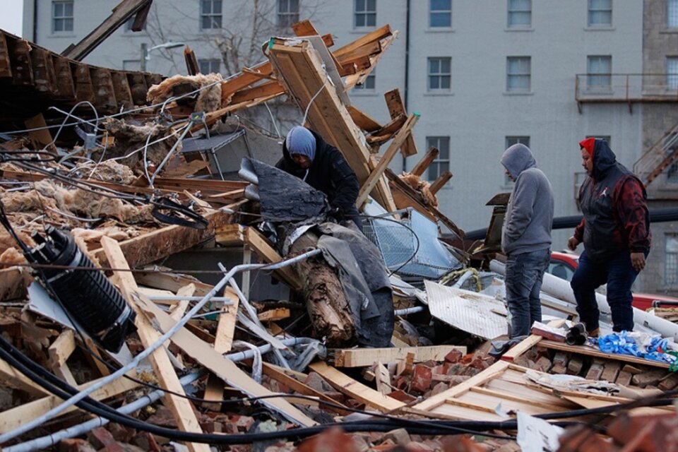 Los tornados que azotaron al país tuvieron su epicentro en el Estado de Kentucky, donde se registraron al menos 70 muertos. (Fuente: Télam)