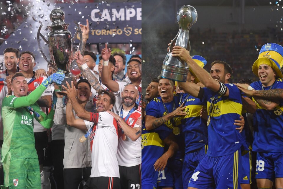 El festejo de River por la Liga Profesional y el de Boca por la Copa Argentina