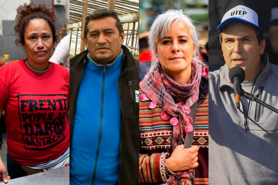 Los dirigentes de organizaciones sociales, Dina Sánchez, Eduardo Montes, Marianella Navarro y Gildo Onorato.